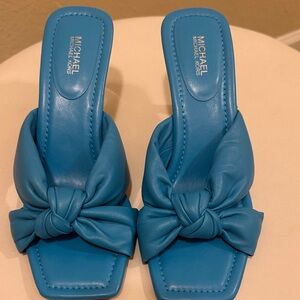 #247. Michael Kors Turquoise Knotted Slide Mules